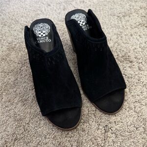 Vince Camuto Black Mules Sleek Velvet Design
